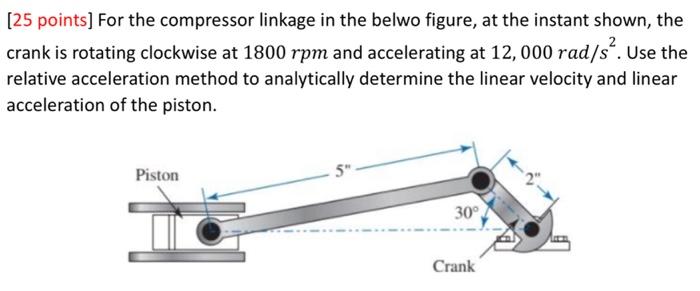 Solved For the compressor linkage in the belwo figure, at | Chegg.com