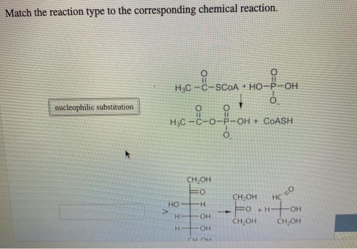 Solved Match The Reaction Type To The Corresponding Chemi Chegg Com