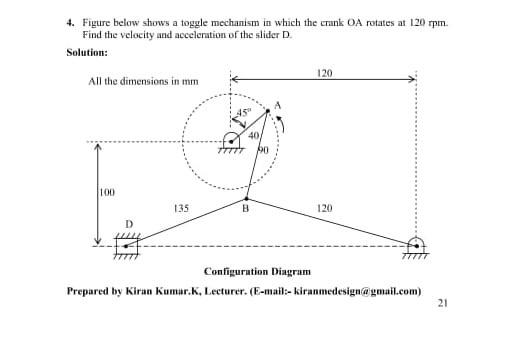 Solved 4. Figure below shows a toggle mechanism in which the | Chegg.com
