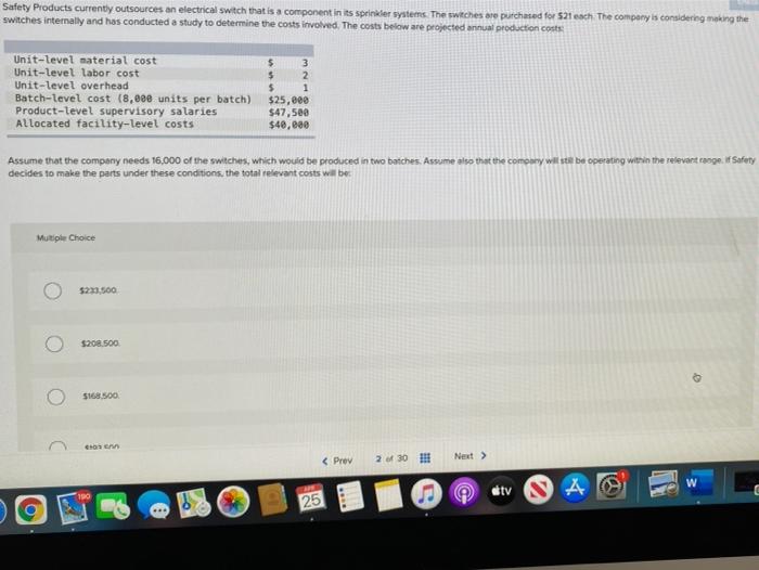 Solved Safety Products currently outsources an electrical
