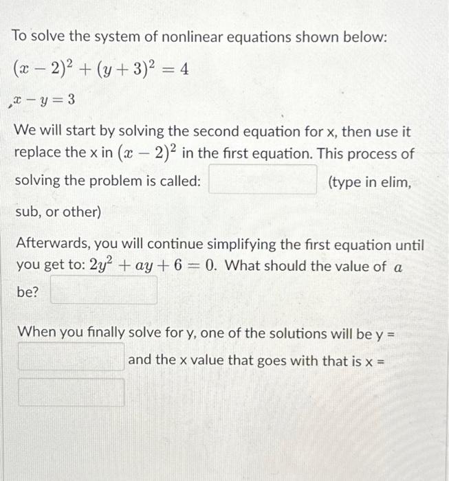 Solved To solve the system of nonlinear equations shown | Chegg.com