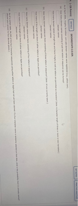Solved MY NOTES PRACTICE ANOTHER 4. 1-/28 Points) DETAILS | Chegg.com