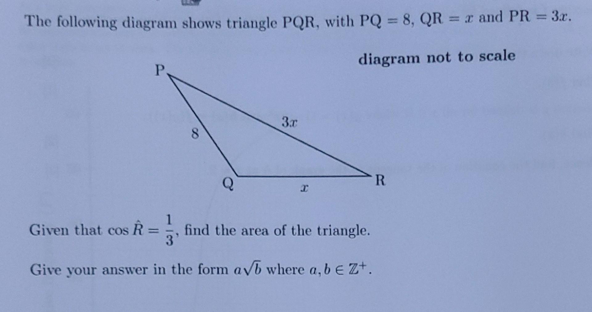 Solved The Following Diagram Shows Triangle Pqr With Pq