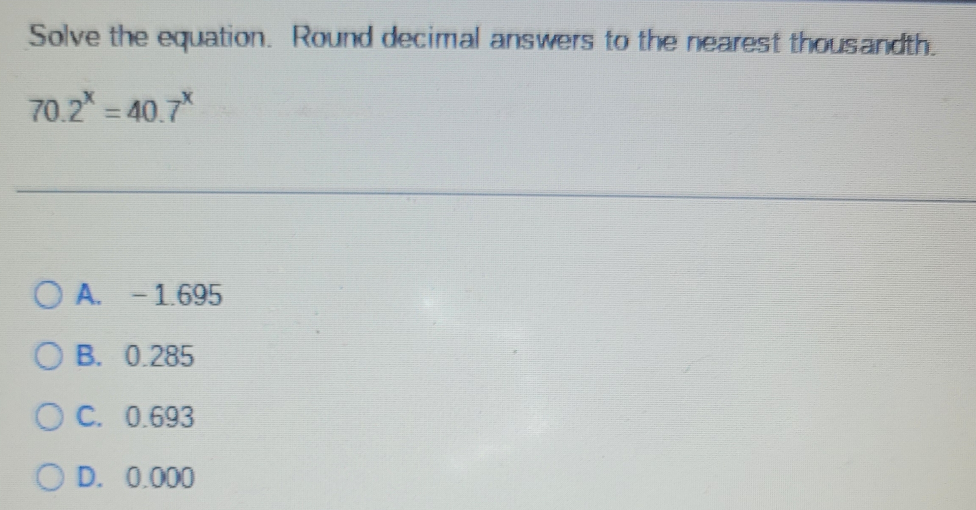 Solved Solve the equation. Round decimal answers to the | Chegg.com