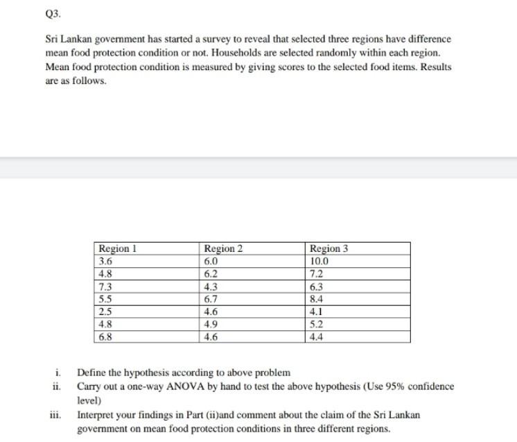 Solved Q3. Sri Lankan government has started a survey to | Chegg.com