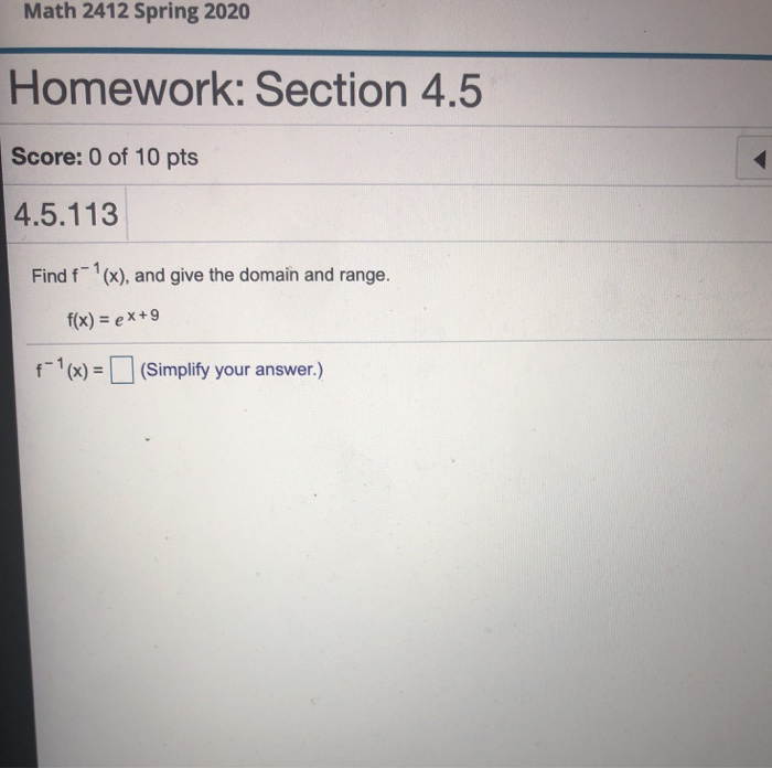Solved Math 2412 Spring 2020 Homework Section 4.5 Score 0