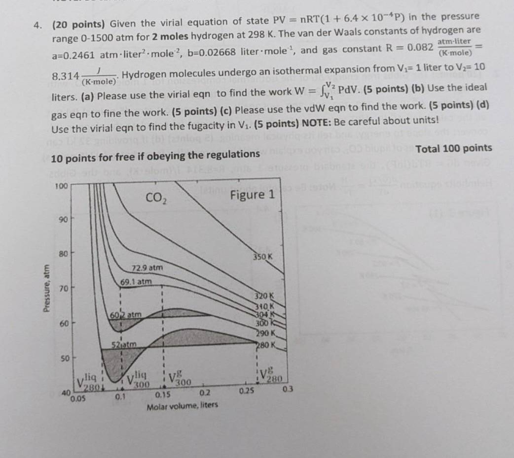 Solved (20 ﻿points) ﻿Given the virial equation of state | Chegg.com