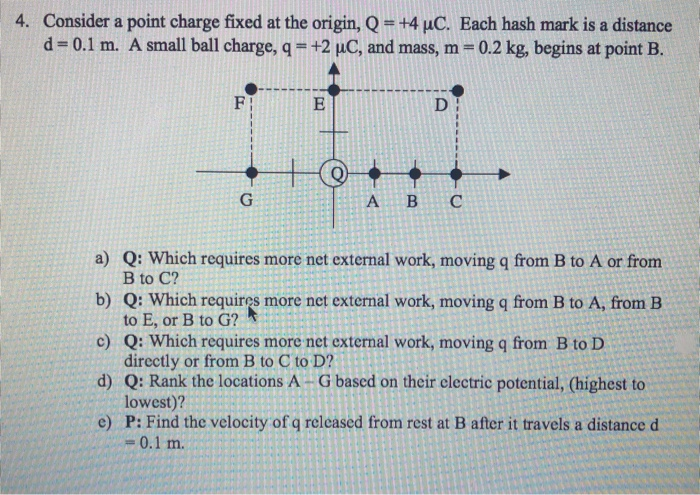 Solved 4. Consider a point charge fixed at the origin, Q = | Chegg.com