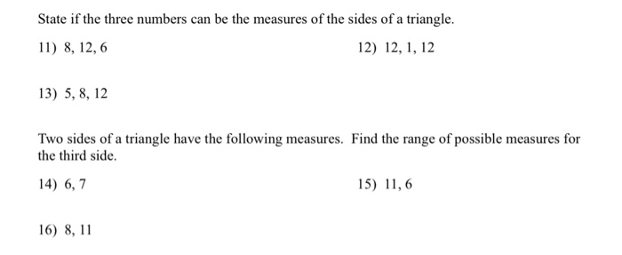 Solved State if the three numbers can be the measures of the | Chegg.com
