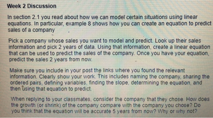 Solved Week 2 Discussion In section 2.1 you read about how | Chegg.com