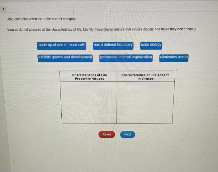 Solved Drag each characteristic to the correct category. | Chegg.com