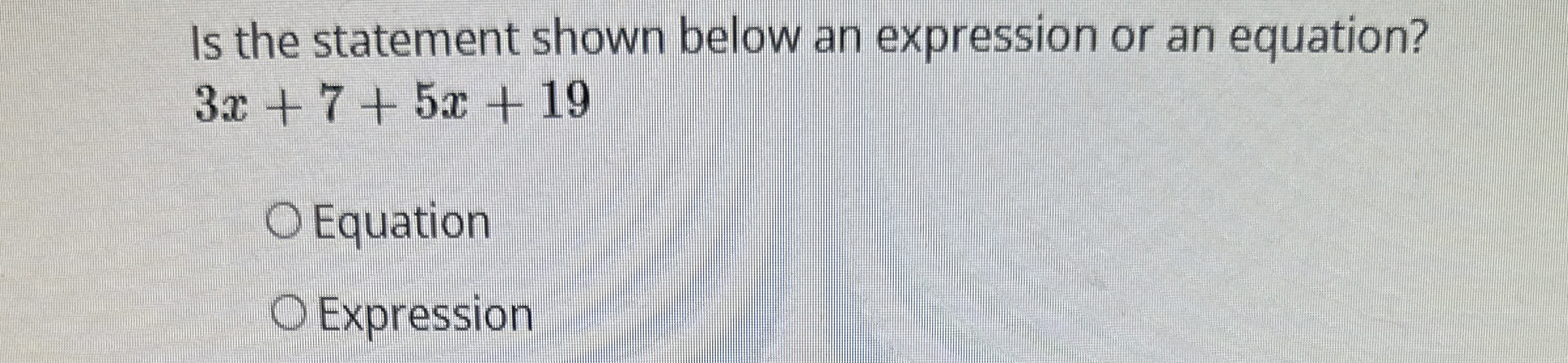 Solved Is the statement shown below an expression or an | Chegg.com