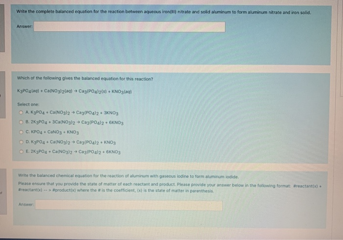 Solved Write the complete balanced equation for the reaction | Chegg.com