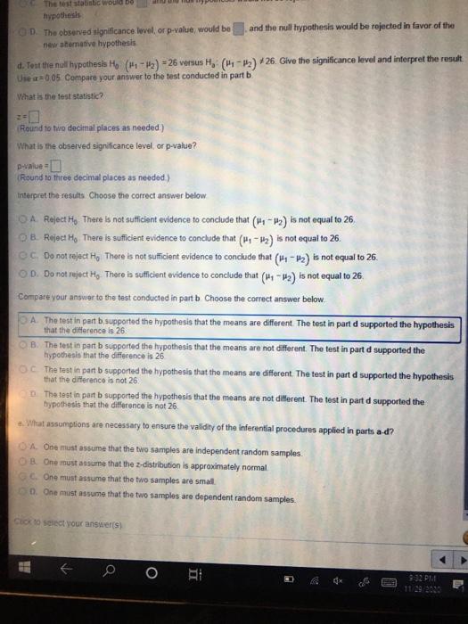 Solved Sample 1 In order to compare the means of two | Chegg.com
