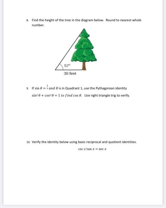 Solved 8. Find the height of the tree in the diagram below. | Chegg.com