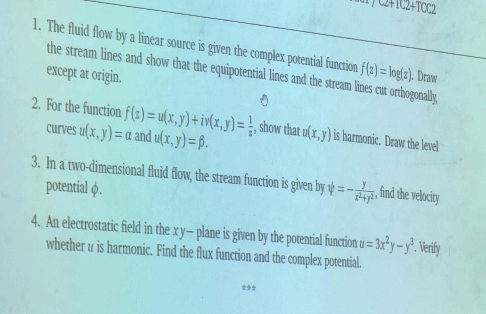 Solved 1. The fluid flow by a linear source is given the | Chegg.com