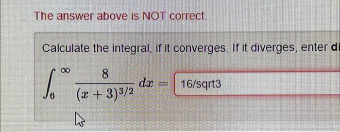 Solved integral from (6 to infinity) of | Chegg.com