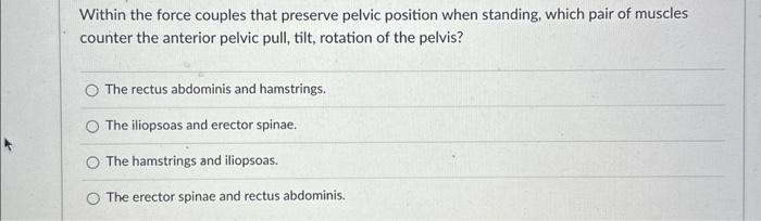 Within the force couples that preserve pelvic | Chegg.com