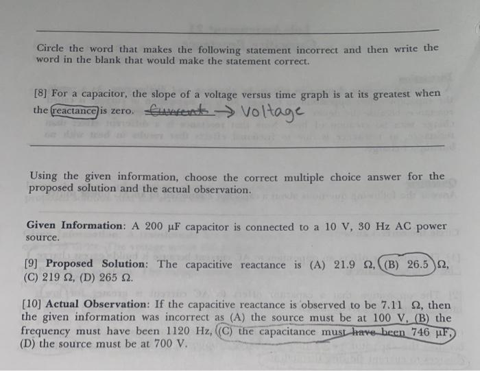Solved Capacitive Reactance Discussion A capacitor opposes