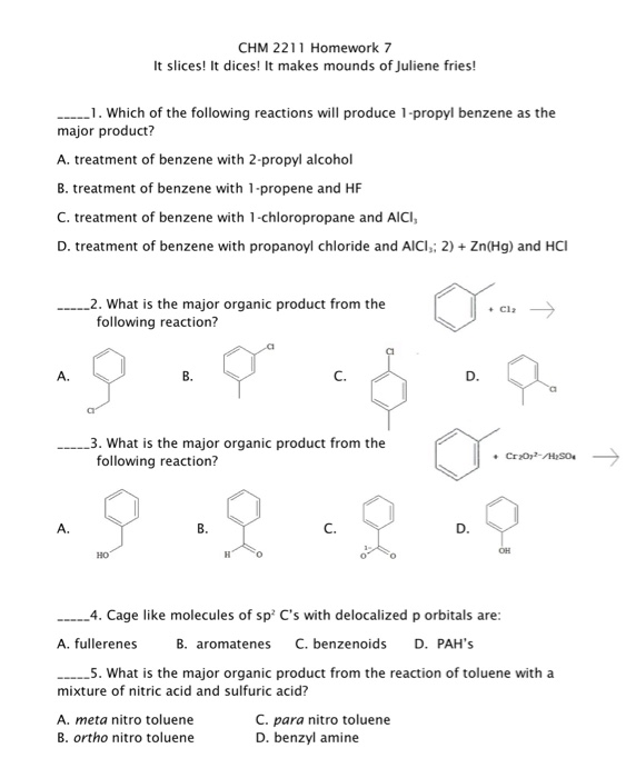 Solved CHM 2211 Homework 7 It slices! It dices! It makes | Chegg.com