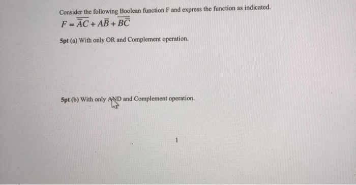 Solved Consider the following Boolean function F and express | Chegg.com