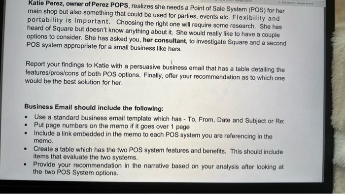 Katie Perez, owner of Perez POPS, realizes she needs a Point of Sale System (POS) for her main shop but also something that c