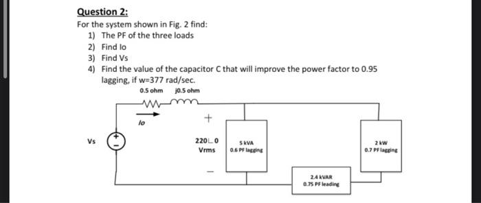 Solved Question 2: For the system shown in Fig. 2 find: 1) | Chegg.com