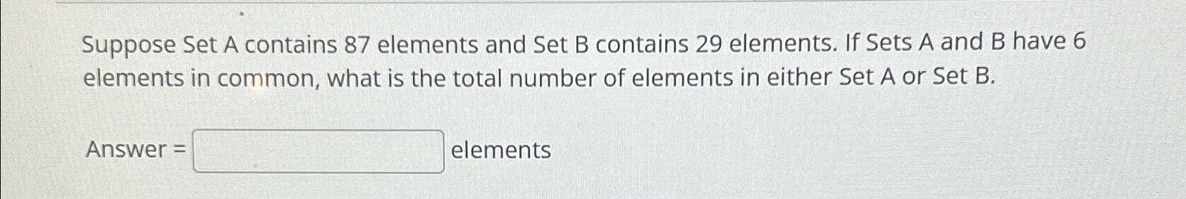 total no of elements in a set