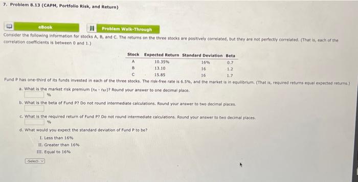 Solved Consider The Following Information For Stocks A, B, | Chegg.com