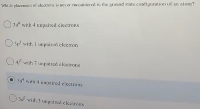 Solved Which placement of electrons is never encountered in | Chegg.com