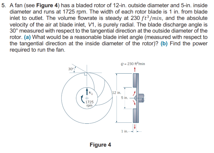 Radial In Math Solved 5. A fan (see Figure 4) has a bladed rotor of 12-in. | Chegg.com