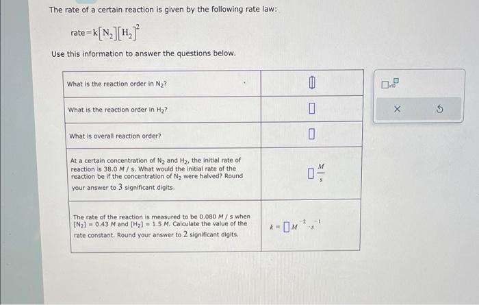Solved The rate of a certain reaction is given by the | Chegg.com