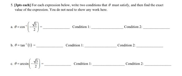 Solved 5. [3pts each] For each expression below, write two | Chegg.com