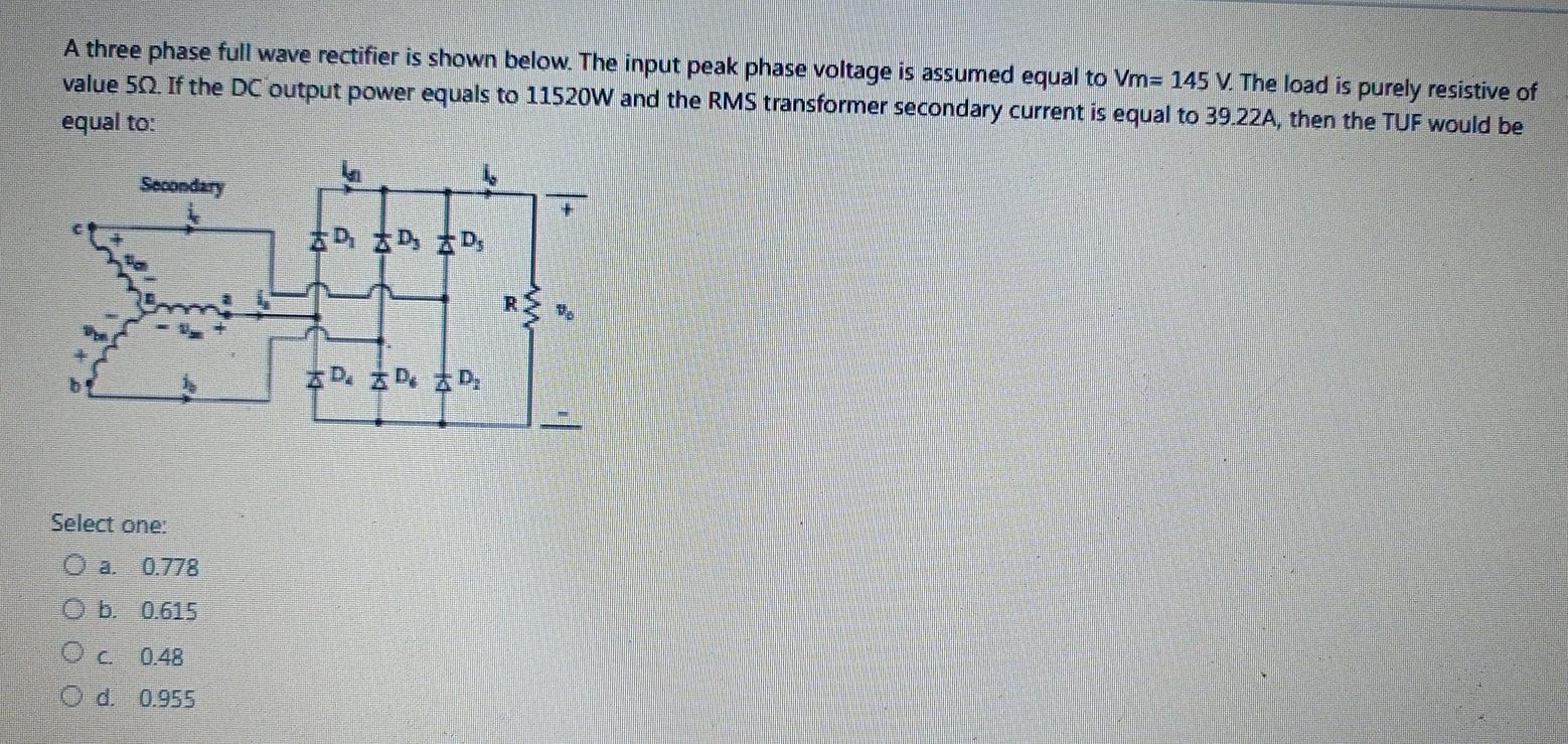 Solved A Three Phase Full Wave Rectifier Is Shown Below The Chegg Com