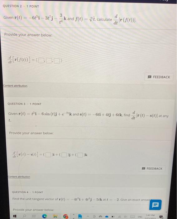 Solved Given R T −6t3i−3t7j−t43k And F T 4t Calculate