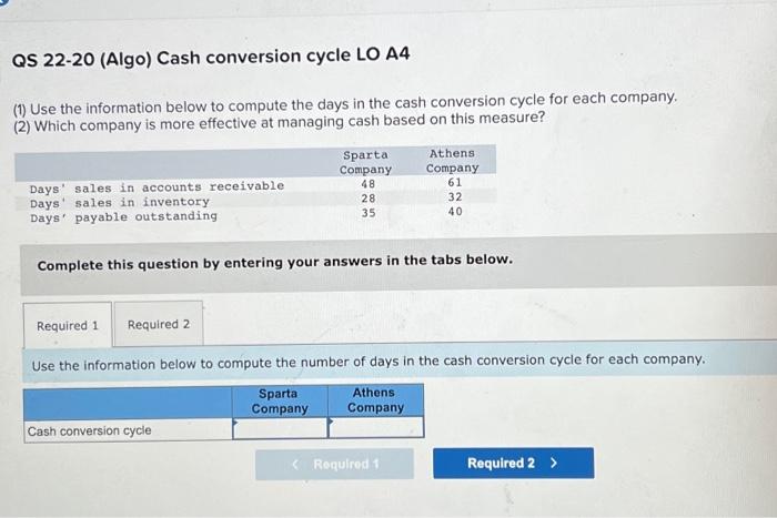 Solved (1) Use the information below to compute the days in | Chegg.com