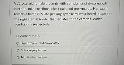Solved A 72 ﻿year old female presents with complaints of | Chegg.com