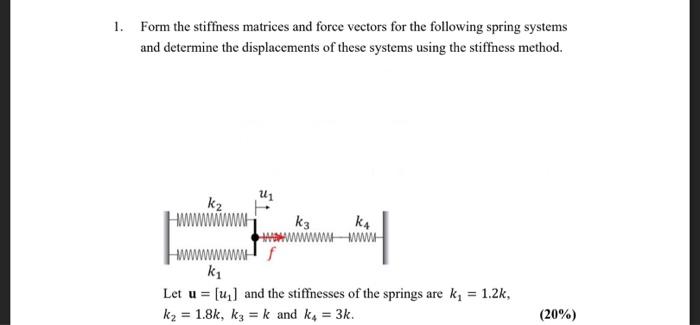 Solved 1. Form the stiffness matrices and force vectors for | Chegg.com