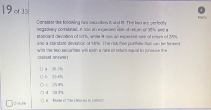 Solved 19 Of 33 Consider The Following Two Securities A And | Chegg.com