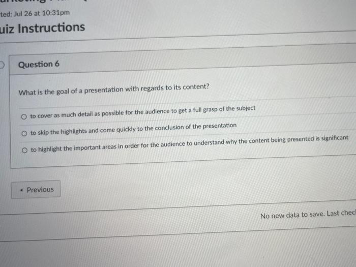 Solved ted: Jul 26 at 10:31pm uiz Instructions Question 6 | Chegg.com