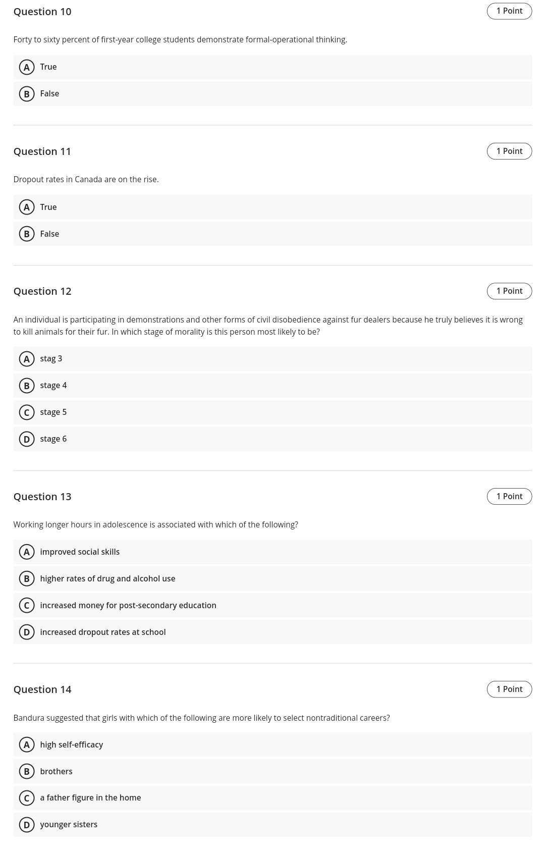 Solved Test Content Question 1 1 Point In adolescence, | Chegg.com