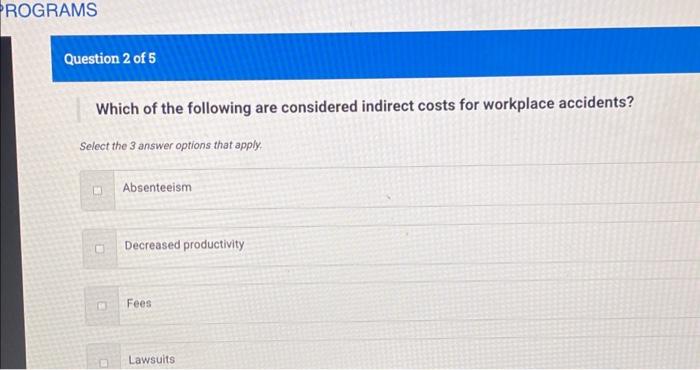 Solved PROGRAMS Question 2 Of 5 Which Of The Following Are | Chegg.com