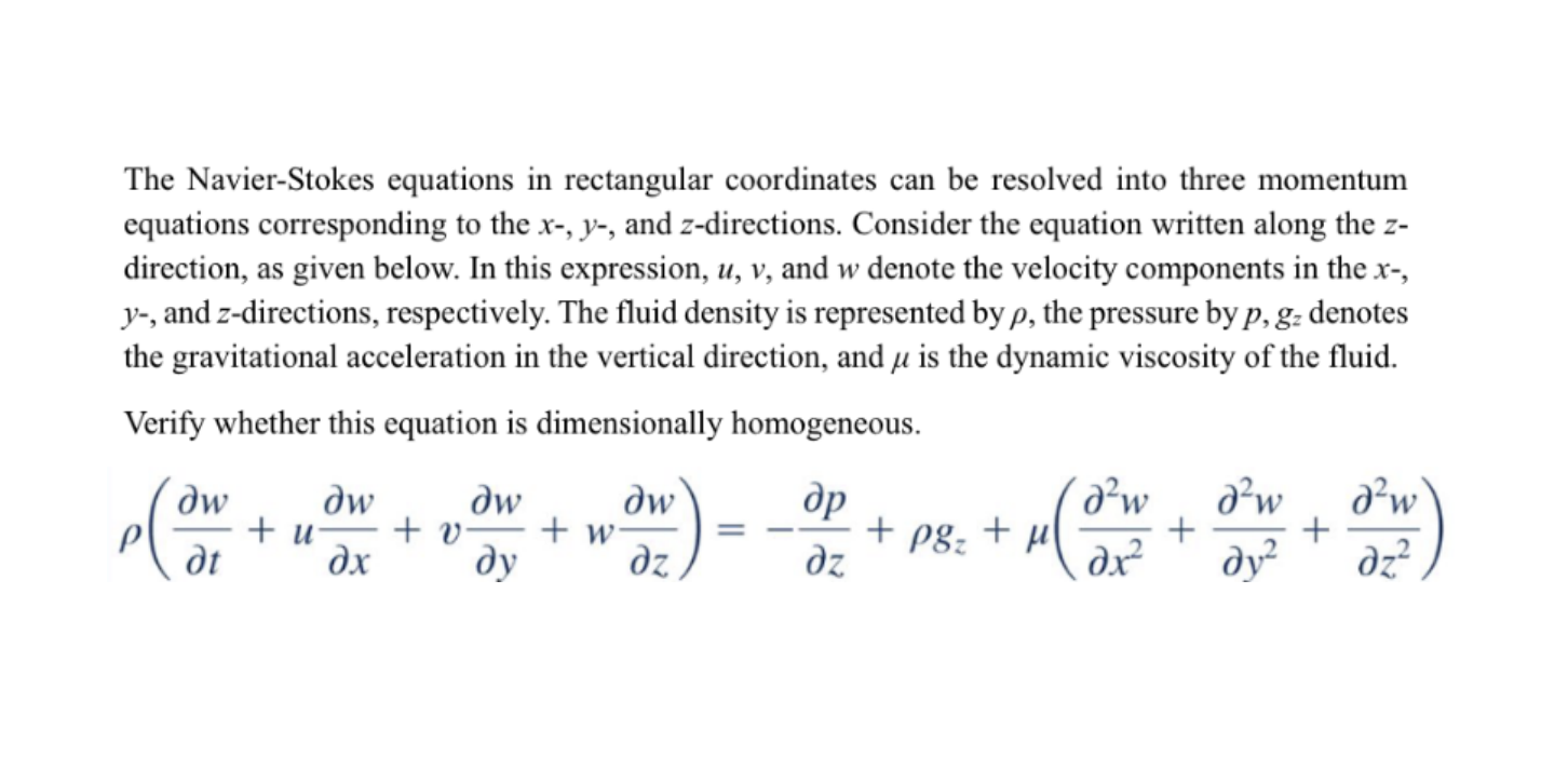 Solved The Navier-Stokes equations in ﻿rectangular | Chegg.com