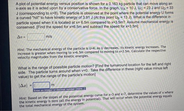 Solved A plot of potential energy versus position is shown | Chegg.com