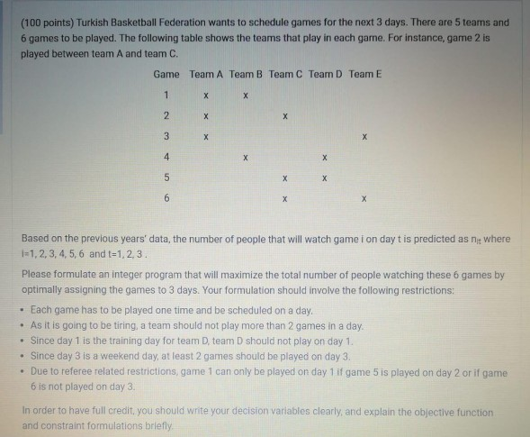 In the following table of remaining games, it is