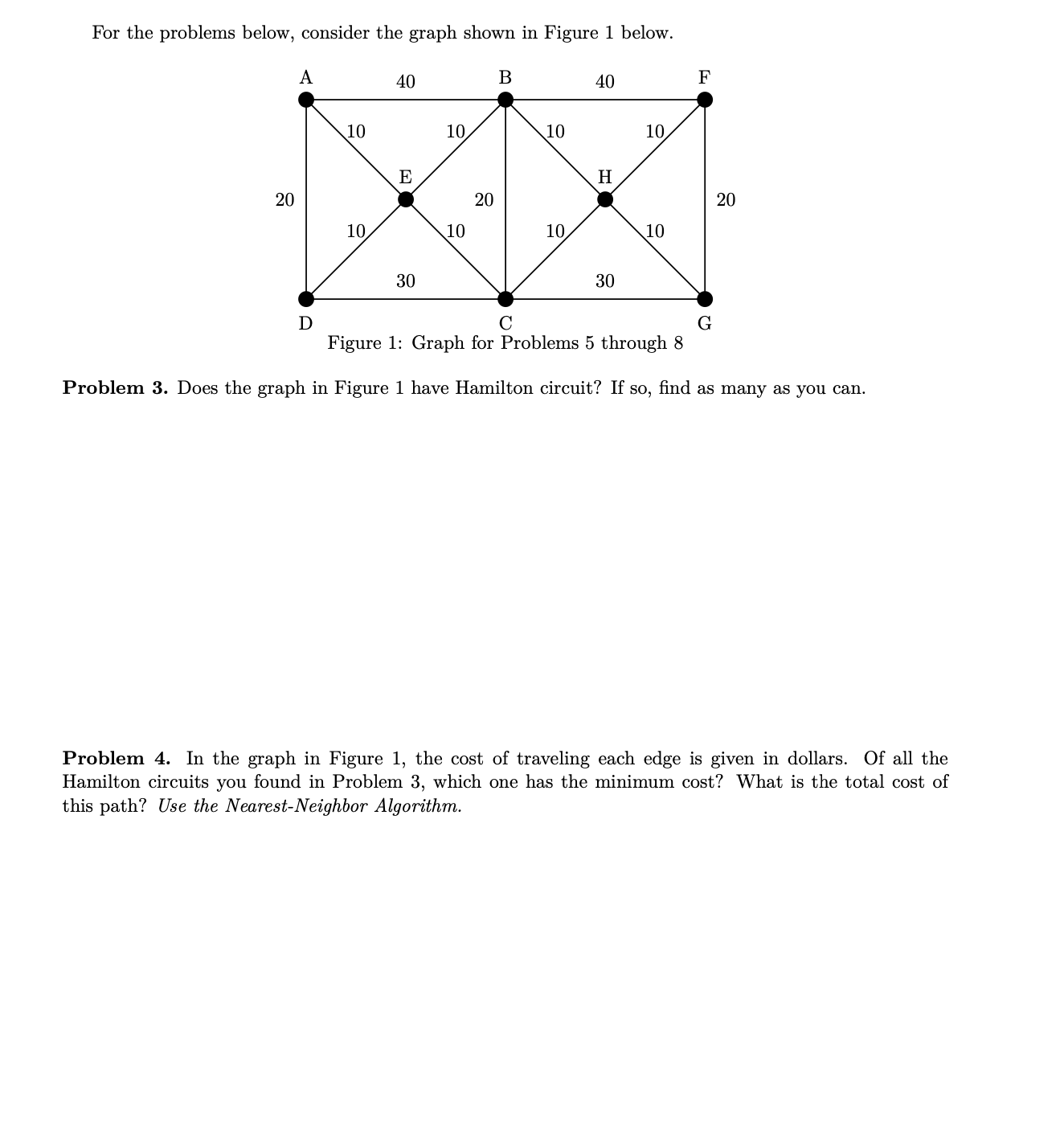 Solved For the problems below, consider the graph shown in | Chegg.com