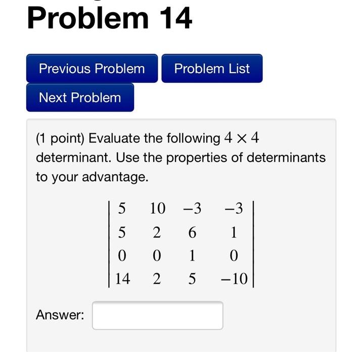 Solved Problem 14 Previous Problem Problem List Next Problem | Chegg.com