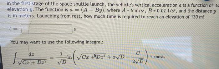 Solved In the first stage of the space shuttle launch, the | Chegg.com