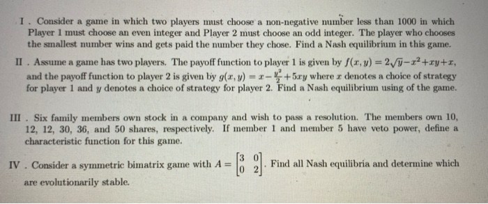 Solved 1. Consider a game in which two players must choose a | Chegg.com