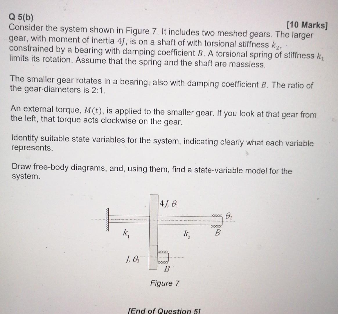 Solved Q 5(b) Consider The System Shown In Figure 7. It | Chegg.com